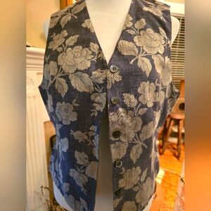 Talbots Size 8 Petite Purple & Tan Floral Vest
